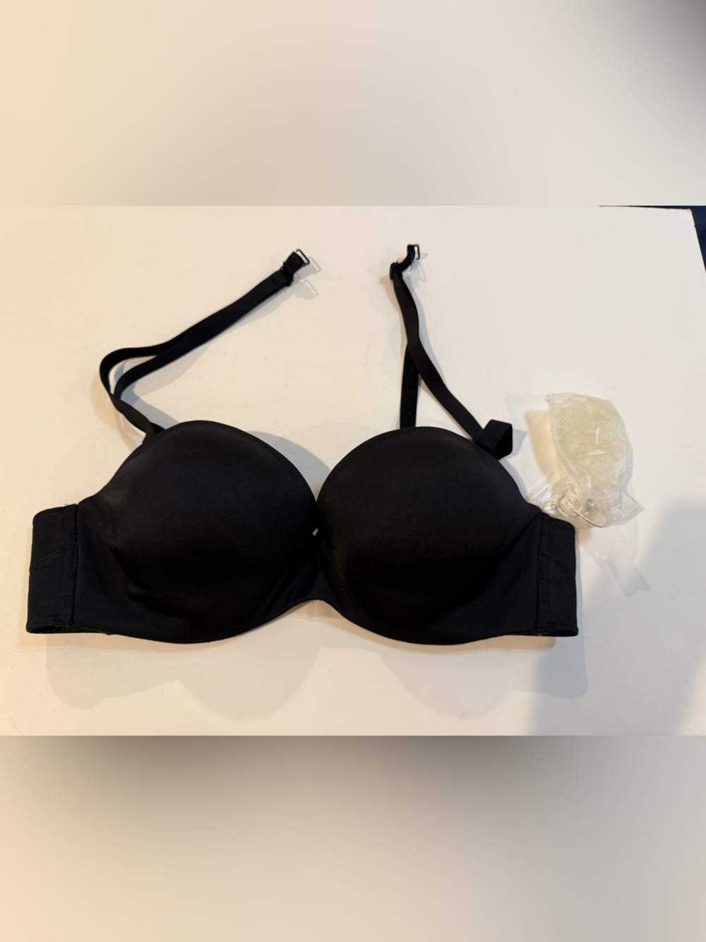 Cacique Black Multi-Way Strapless Bra 40C, New without tags, clear straps